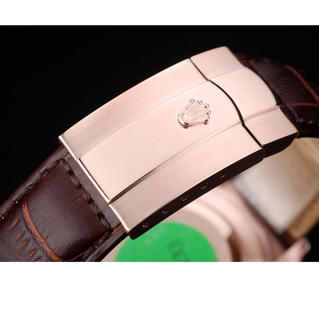 Aaa fake watches Brown Strap Rolex Gold Daytona Leather Rose Brown Dial Case 0820